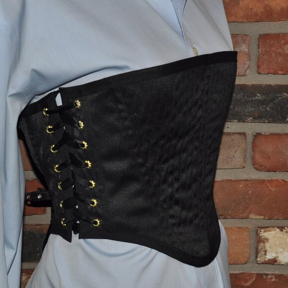 Handmade 2 sided, Lace-up, Bustier Corset, Star Print & Black Cashmere  M - Picture 10 of 13